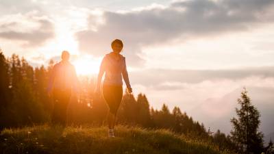 Wanderer bei Abendsonne